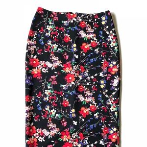 Express flower print stretchy pencil skirt